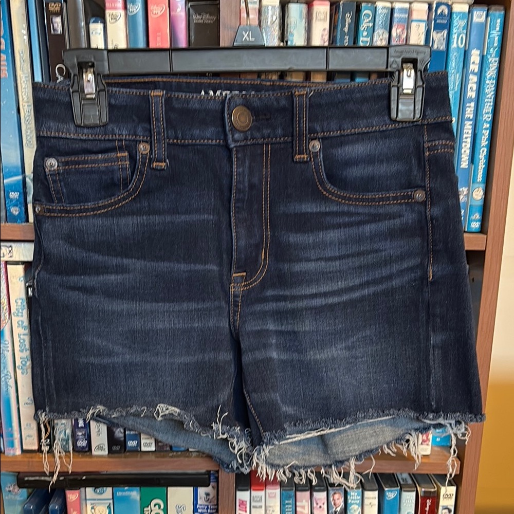 American Eagle Hi Rise Shortie Dark Wash Blue Jean Women's Shorts Sz 2